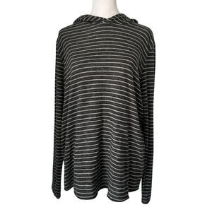 Velvet by Graham & Spencer gray striped knit hoodie size L NWT